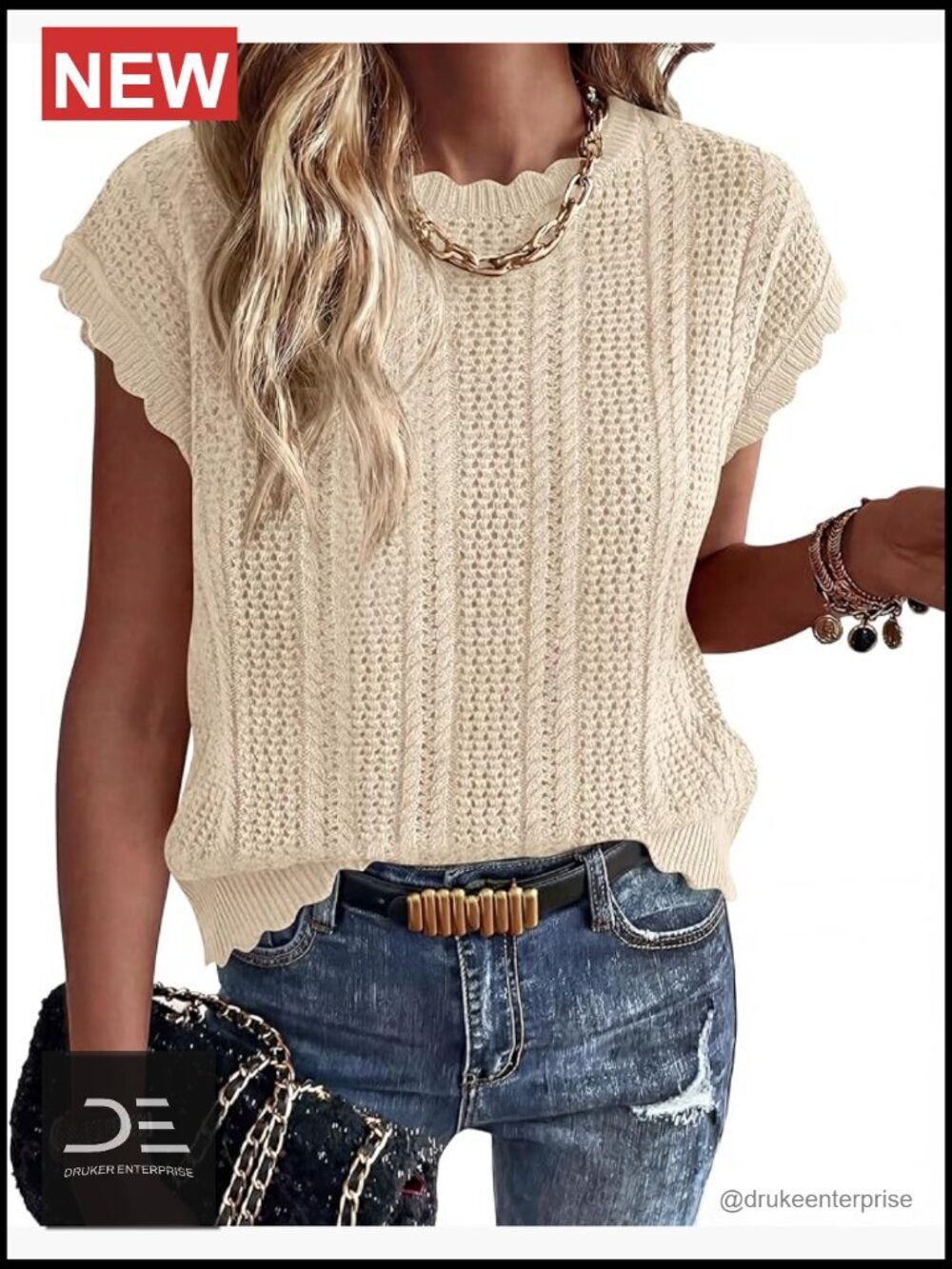 Crochet Cap Sleeve Sweater Vest Summer Cable Knit Pullover Beach Vacation Top
